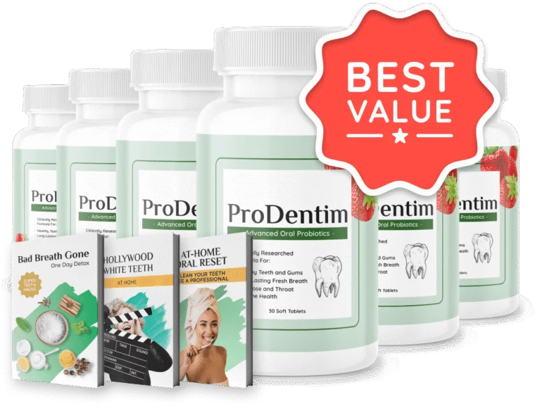 Six bottles of ProDentim with two free bonus eBooks — 180 day supply